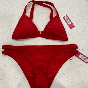 NWT Xhilaration red ribbed two piece bikini